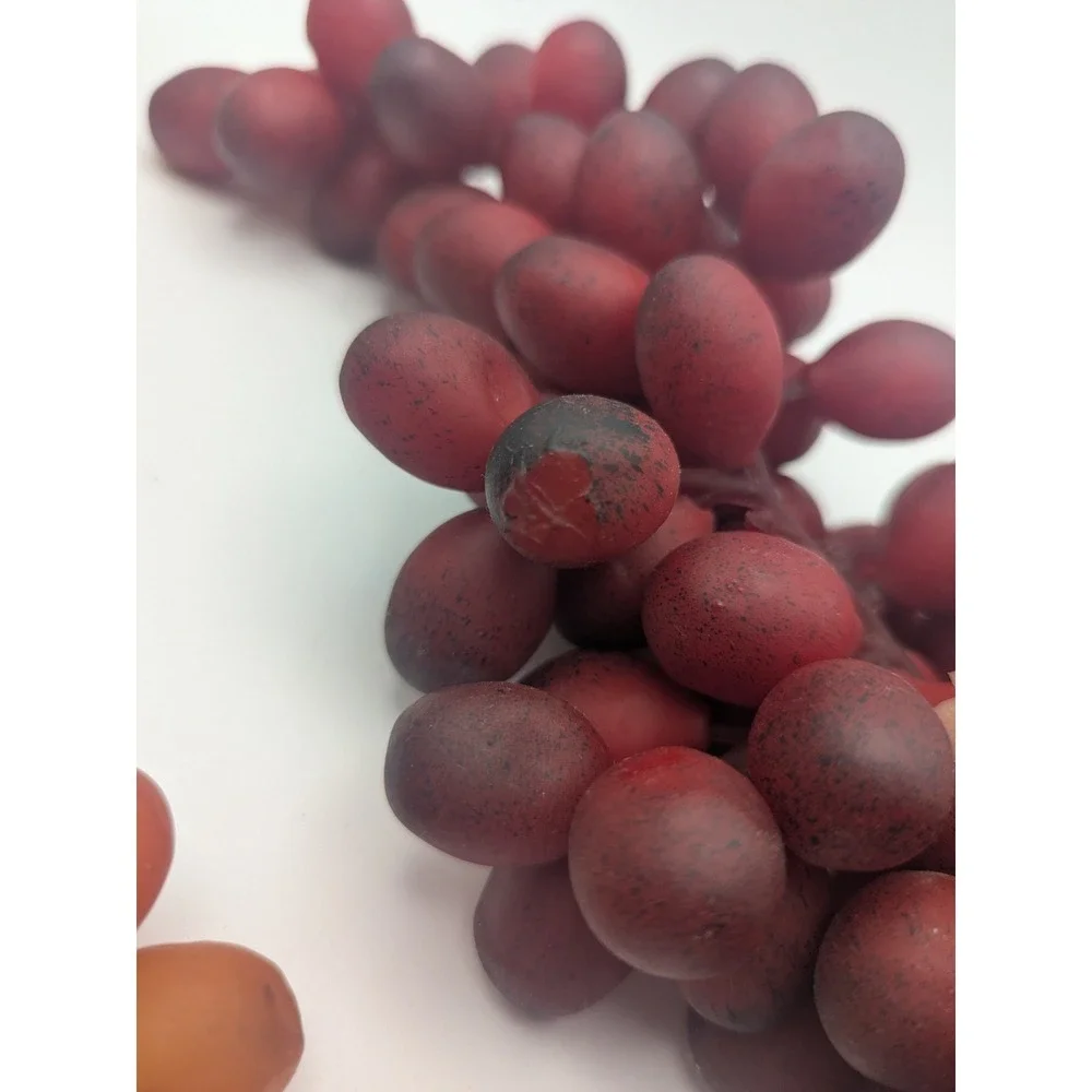 Vintage Style‎ Artificial Grape Clusters Burgundy Amber Faux Fruit Decor 2pc